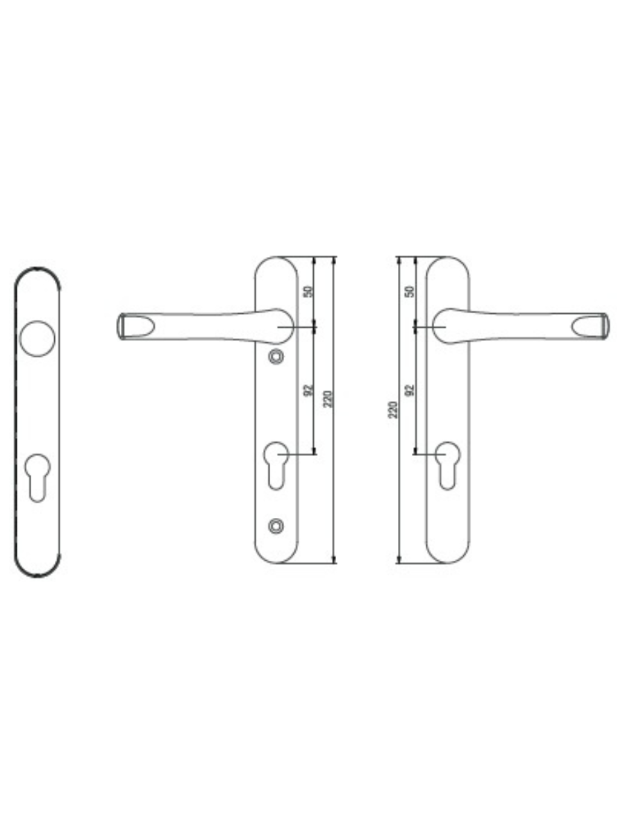 Lifetime Concealed Door Handle (Short Backplate)