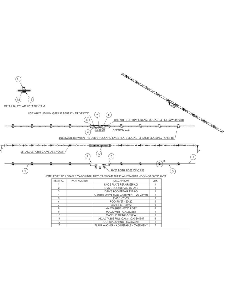 16-in-1 Repair ICAM Espag Window Lock