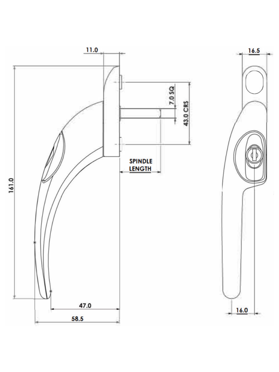 Non-Locking Bombardier Window Handle