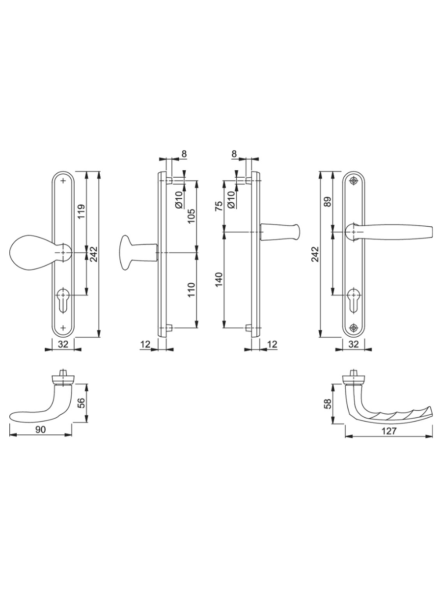 Hoppe Atlanta Lever/Pad Door Handle
