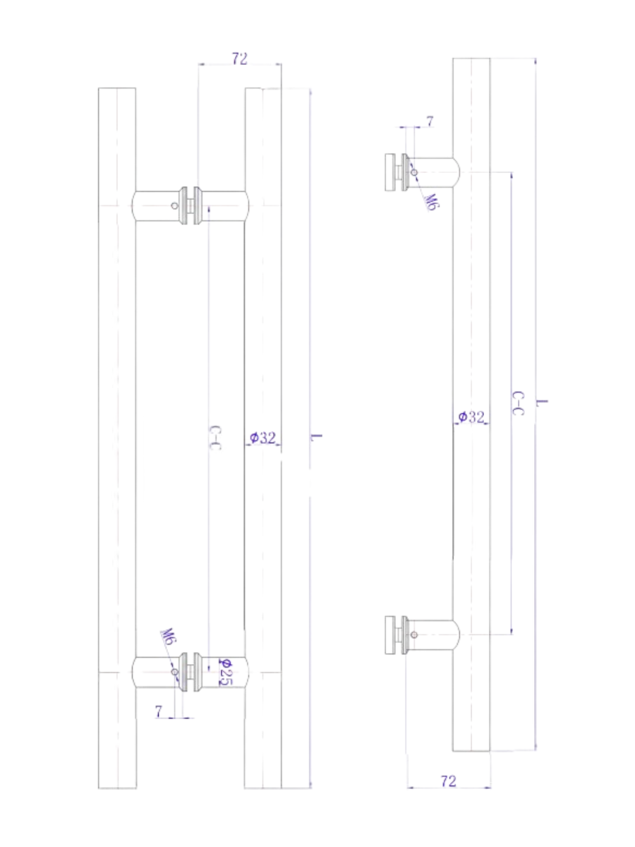 Straight T Pull Bar Handle