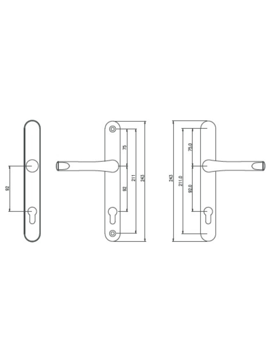 Lifetime Concealed Door Handle (Long Backplate)