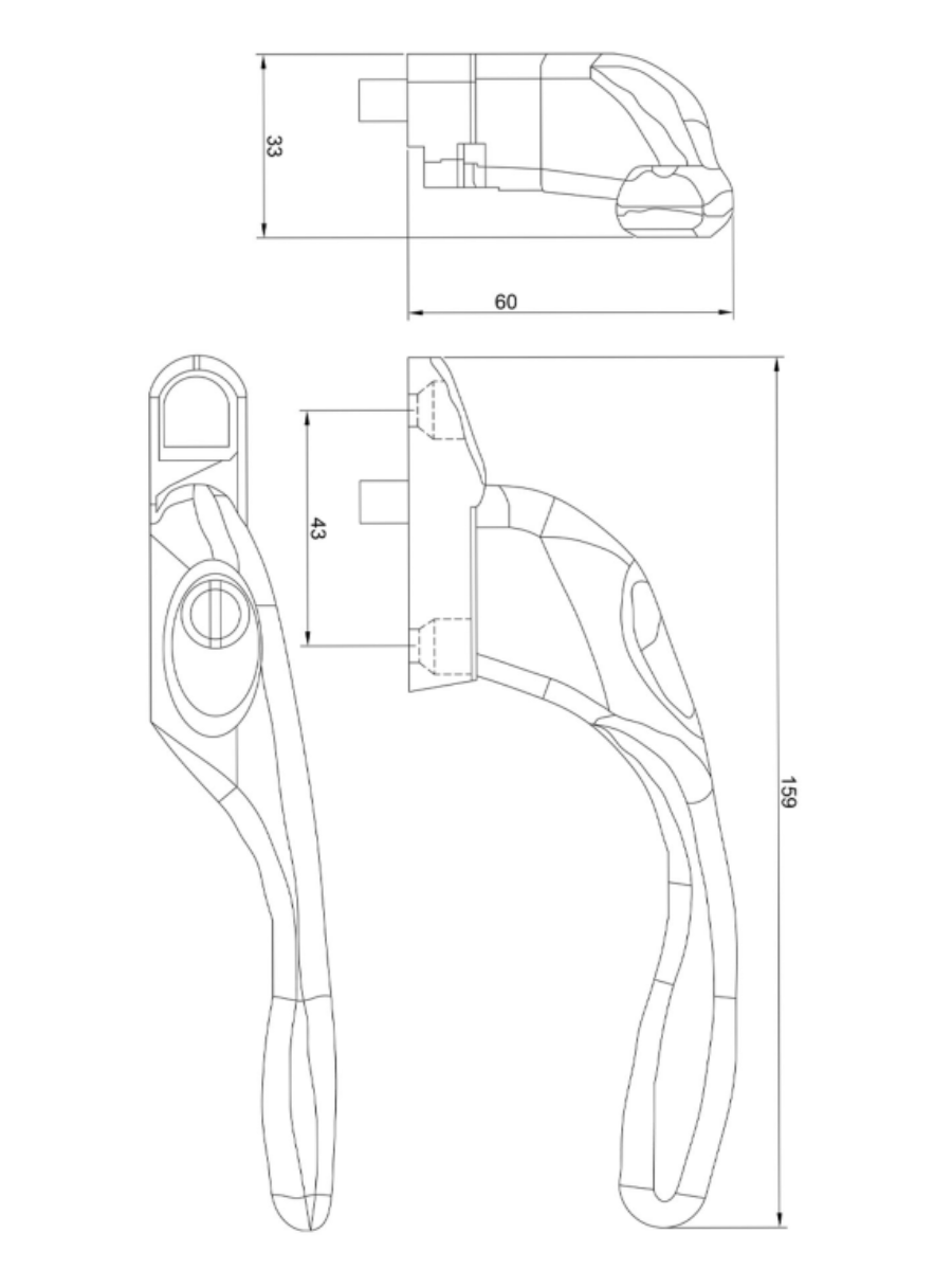 Right Hand Mundial Window Handle